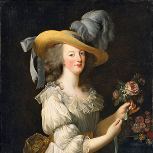 Halbfigur-Gemälde von Marie Antoinette im Musselinkleid von Élisabeth Vigée-Lebrun